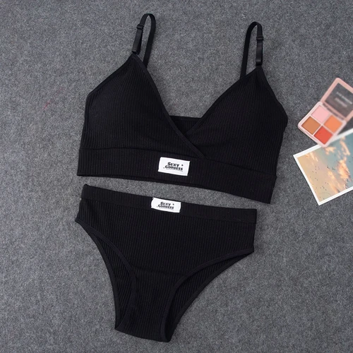 여성용 단색 스포츠 속옷 세트, 패셔너블한 경량 브래지어 세트, 미니멀리스트 다목적 통기성 풀 컵 