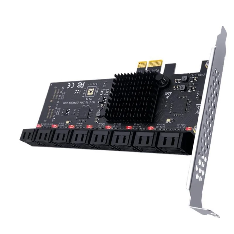 

Изысканный адаптер PCIE SATA для майнинга, 16 портов SATA 6 ГБ к контроллеру PCI Express, преобразователь Pcie в SATA III для ПК