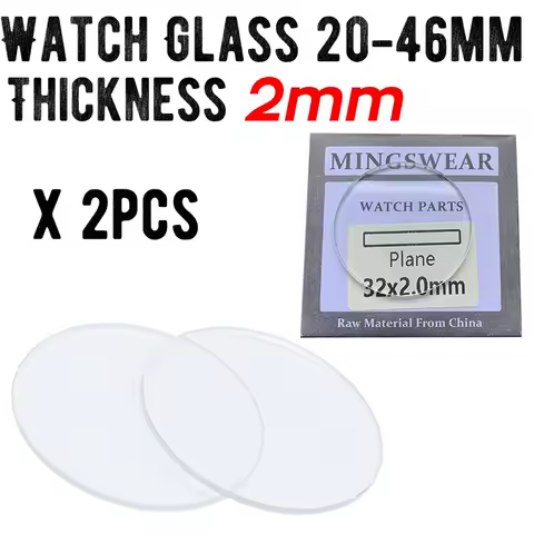 2pcs 19mm-46mm Flat Watch Crystal Mineral Glass Replacement Part 2mm Thickness Watch Glass