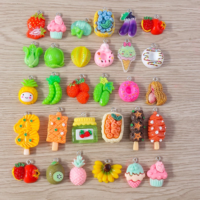Tusember 10/20/30 Stück niedliche Harz-Anhänger, Tier-, Blumen-, Lebensmittel- und Frucht-Charms für Ohrringe, Armbänder, Schlüsselanhänger, DIY, handgefertigt – Detail 5