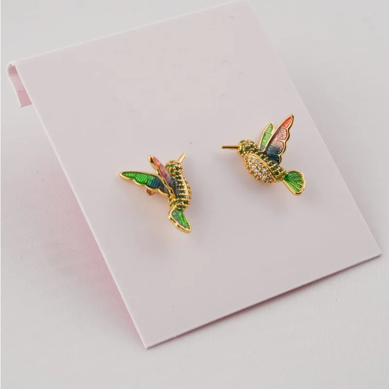 Jewelry Cute Pastoral Jewelry Little Hummingbird Copper Electroplating Earrings Earrings Earrings image 4