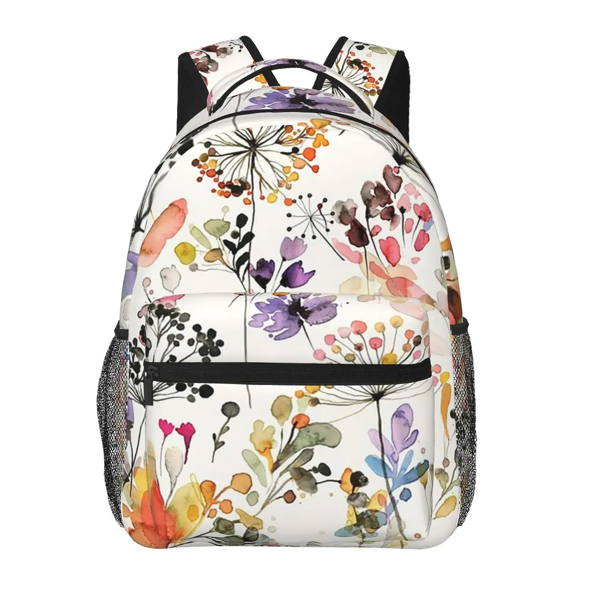 Wild Flowers And Plants Watercolor Backpacks Boys Girls Bookbag Children School Bags Travel Rucksack Shoulder Bag