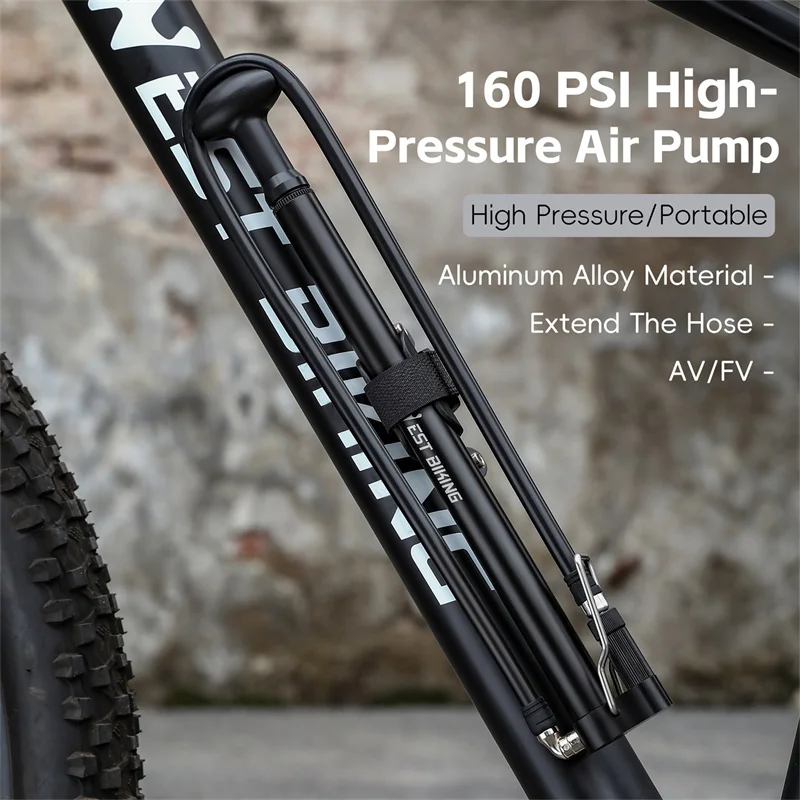 

Велосипедный насос из алюминиевого сплава, портативный велосипедный насос с давлением 160 фунтов на квадратный дюйм, манометр высокого давления для MTB, дорожных электронных велосипедных шин