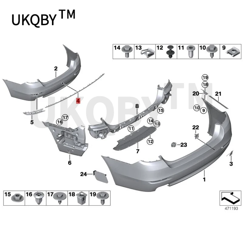 b mw 5F1 0LC I52 0dN 47N 5F1 0LC I52 0dX N47 N5F 10L CI5 20i Rear bar electroplating Center In the bright bar of the rear bar