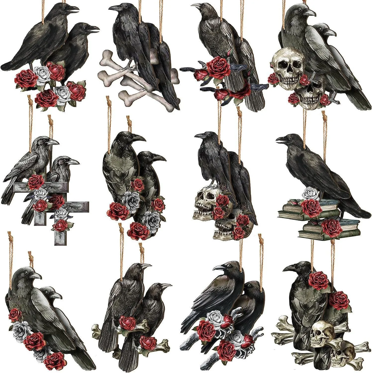 

Glitter Black Crow Hanging Decoration Hanging Spooky Wooden Sign Crow Decoration Black Ornaments Halloween Wooden Hanging Kids