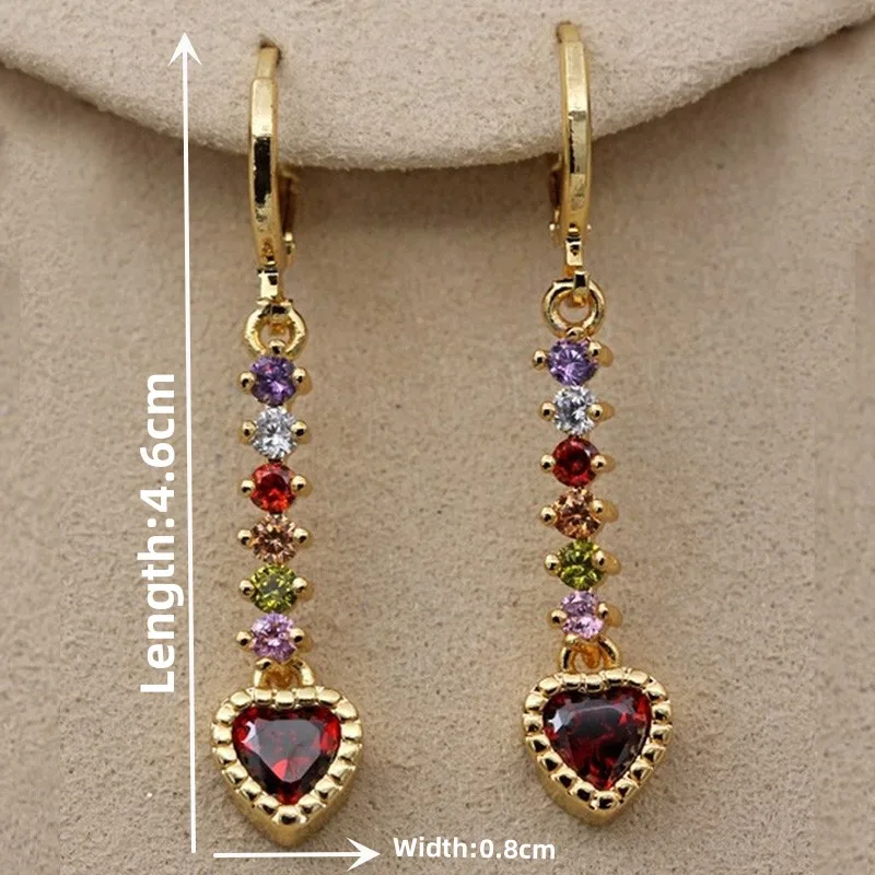 Trendy Dangle Drop Earrings for Women Gold Color Chain Earring Rainbow Zircon Jewelry Accessories for Wedding Engagement Gift