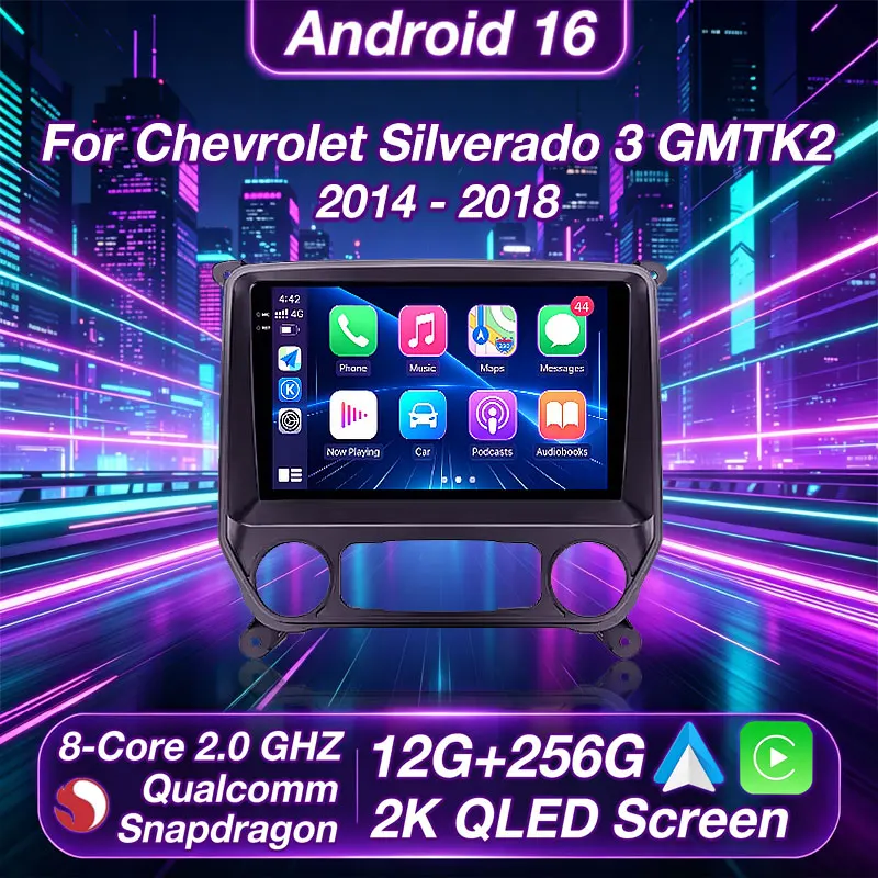 Android 16 Car Radio For Chevrolet Silverado 3 GMTK2 2014 2015 2016 2017 2018 GPS Player Navi Stereo Multimedia CarPlay Video BT