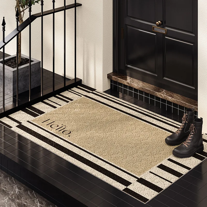 Modern simple polyester Door mat entry mat dirt resistant non-slip mat outside door entryway silk ring carpet door