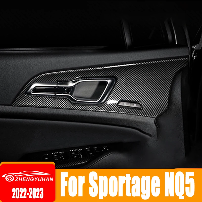 For Kia Sportage NQ5 Trim Accessories 2022 2023 Sportage Hybrid X GT Line HEV Carbon Fiber Car Inner Door Handle Frame Cover