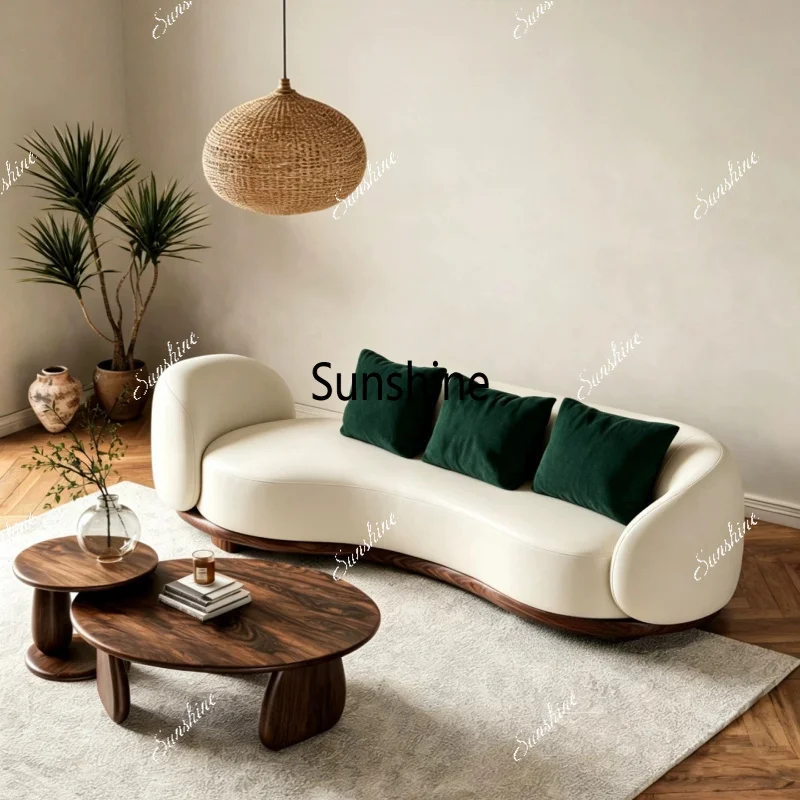 Large flat-layer curved sofa, high-end arc special-shaped sofa