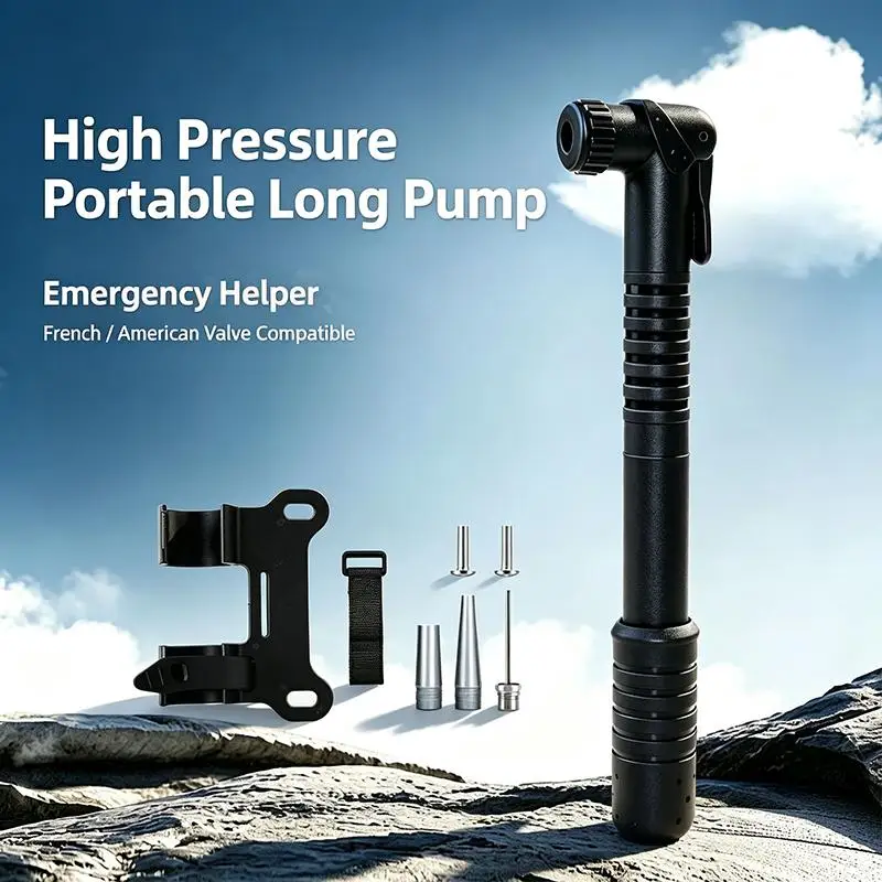 Portable Mini Bicycle Pump High Pressure Hand Air Inflator with Mount Bracket for Folding Bikes Short Distance Riding