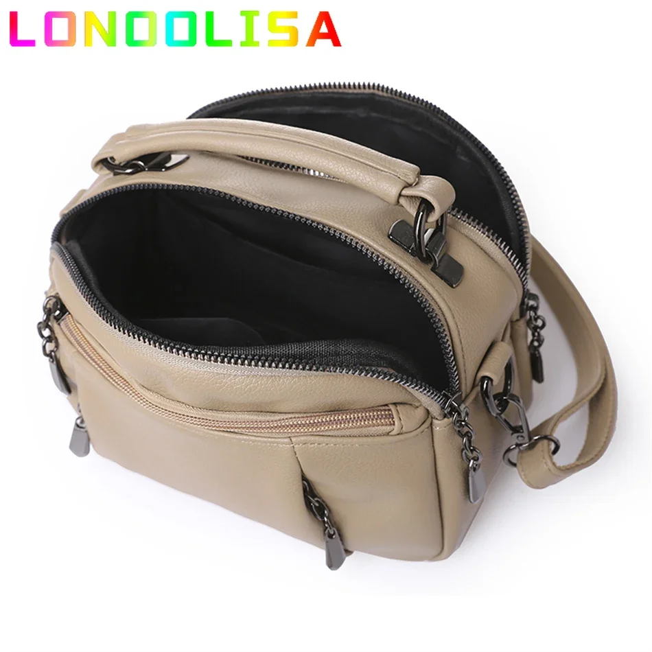 Casual Many Pockets Women PU Leather Handbag Purse 2024 Luxury Designer Shoulder Crossbody Sac High Quality Ladies Messenger Bag