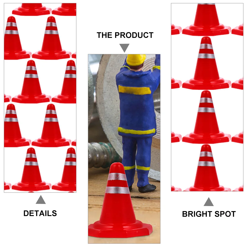 60 Pcs Roadblock Sign Small Cones Traffic Miniature Sand Table Simulation Model