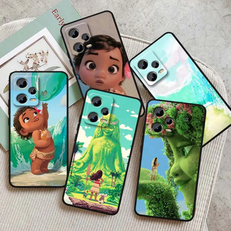 

Disney Moana Ocean Cute Phone Case For Xiaomi Redmi Note 14 13 12 12S 11E 11 11S 11T Pro Plus 4G 5G Black Soft TPU Cover