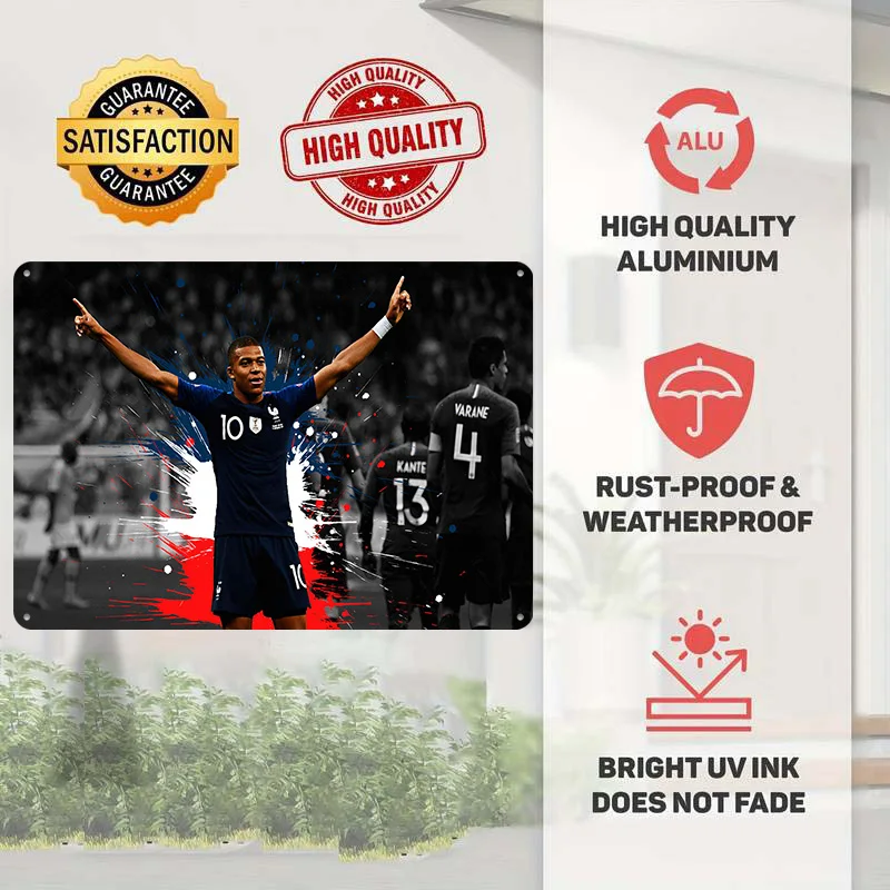 Kylian Mbappé Football Metal Poster Custom Wall Art Retro Vintage Tinplate Signs for Man Cave Desk Decor Home and Decoration