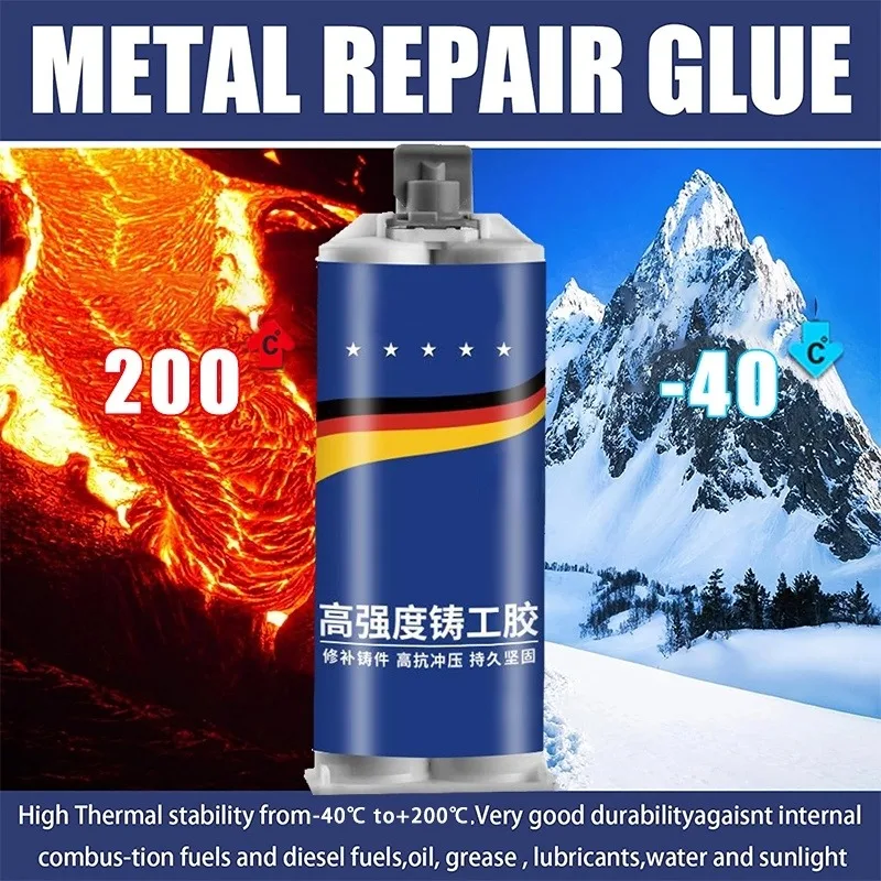 Imagem -02 - Metal Repair Adhesive For Metal Casting Defeito ab Metal Strength Glue Resistência ao Calor Ferramentas de Enchimento de Metal de Solda Fria