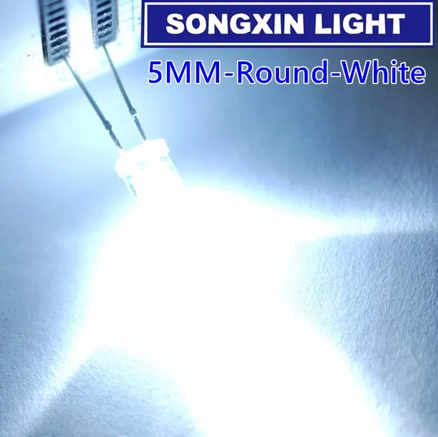 20 sztuk / opakowanie Ultra Bright 14000mcd 5mm Biała przezroczysta 5 mm Dioda elektroluminescencyjna LED Lampa 5 mm (DIP 3 V 6000K Ultralbright)