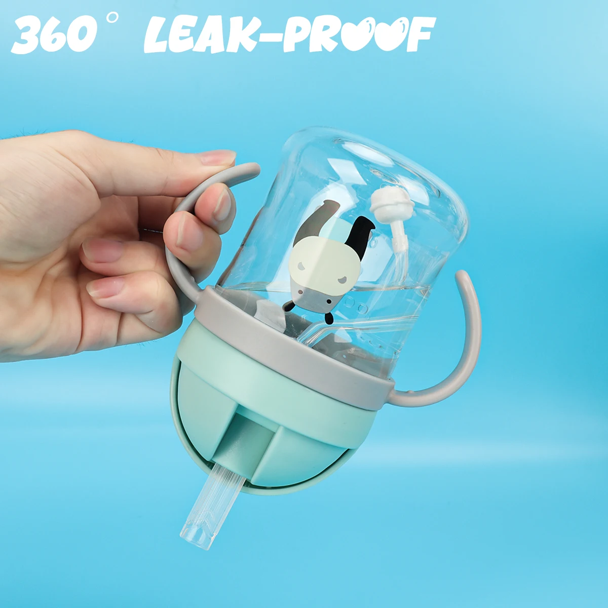 빨대 및 누출 방지 실리콘 볼이 포함된 어린이 물병 250ml/350ml, 입이 넓은 아기/유아용 빨대컵