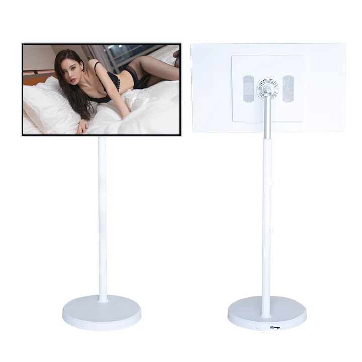 

Factory Direct Sale 32 Inch Stand Portable Smart Tv With Wheels Android HDMI White Movable Rechargeable Touch Screen.