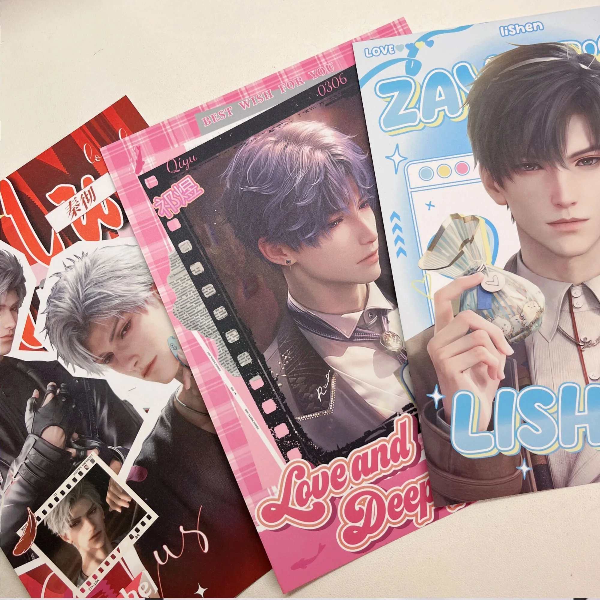 28 قطعة/المجموعة/مجموعة لعبة Love And Deepspace Merch - بطاقة Rafayel Zayne Sylus Caleb LOMO/بطاقة بريدية/إشارة مرجعية/حقيبة هدايا ملصق