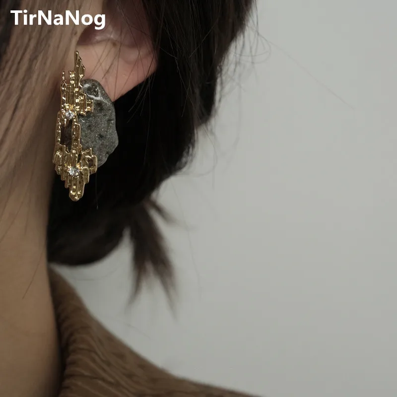 TirNaNog Unique Design Retro Geometric Irregular Baroque Molten Resin Stud earrings Fashion Women Jewelry Gifts