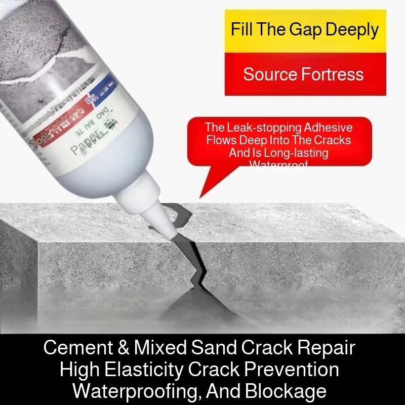 Waterproof Adhesive Leak Repair Concrete Crack Filler - Quick Setting High Strength Sealant for Roof Wall Floor Pool Leakage Fix