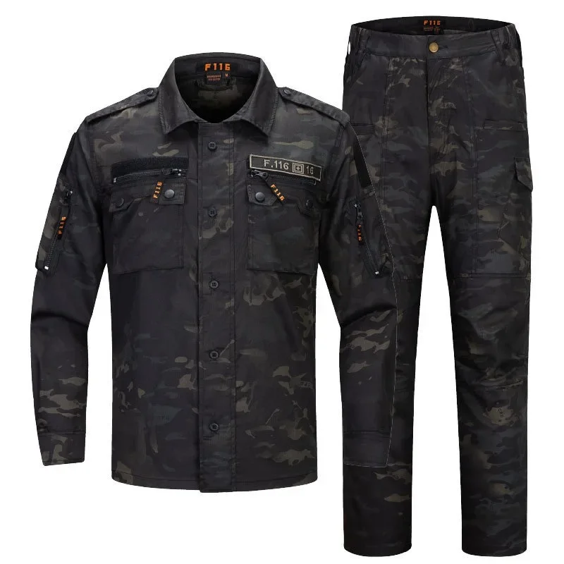 Men's Set Spring and Autumn New Outdoor Work Clothes Wear-resistant and Anti Fouling Camouflage Labor Protective Clothing