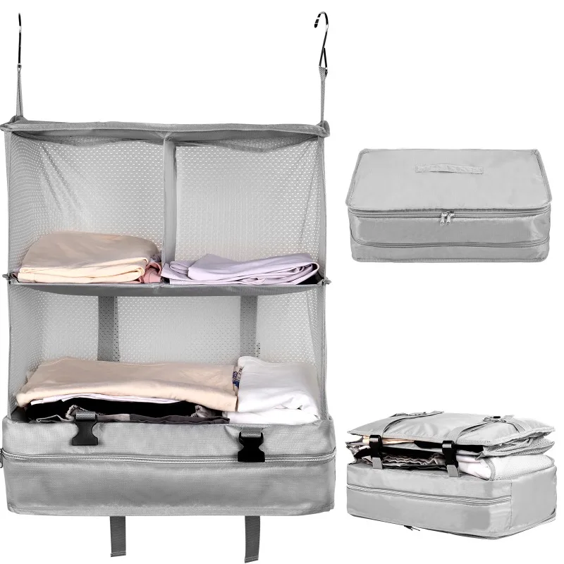 New Portable Hanging Travel Shelves Large Capacity Hanging Packing Luggage Organizer Foldable Hanging Travel Organizers Bag