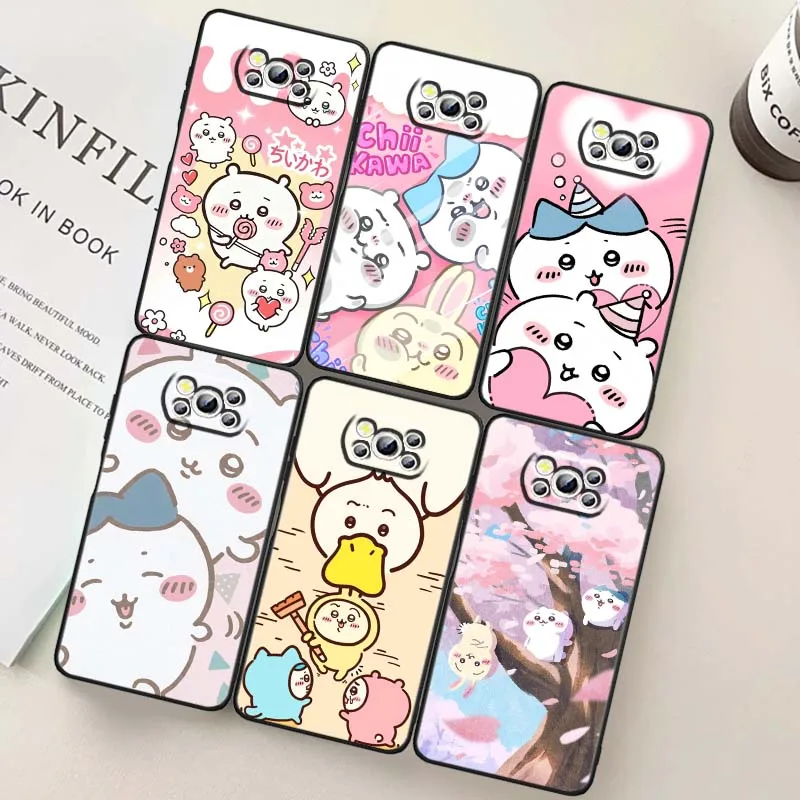 

Cute Chiikawa Hachiware Usagi Phone Case For Xiaomi Mi Poco F3 F4 F5 F6 X3 X4 X5 X6 X7 M3 M4 M5s M5 M6 GT Pro 5G Black Cover