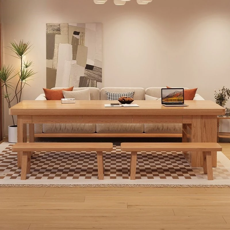 

Living room long desk ash wood solid wood table workbench home office integrated reading study table reading table