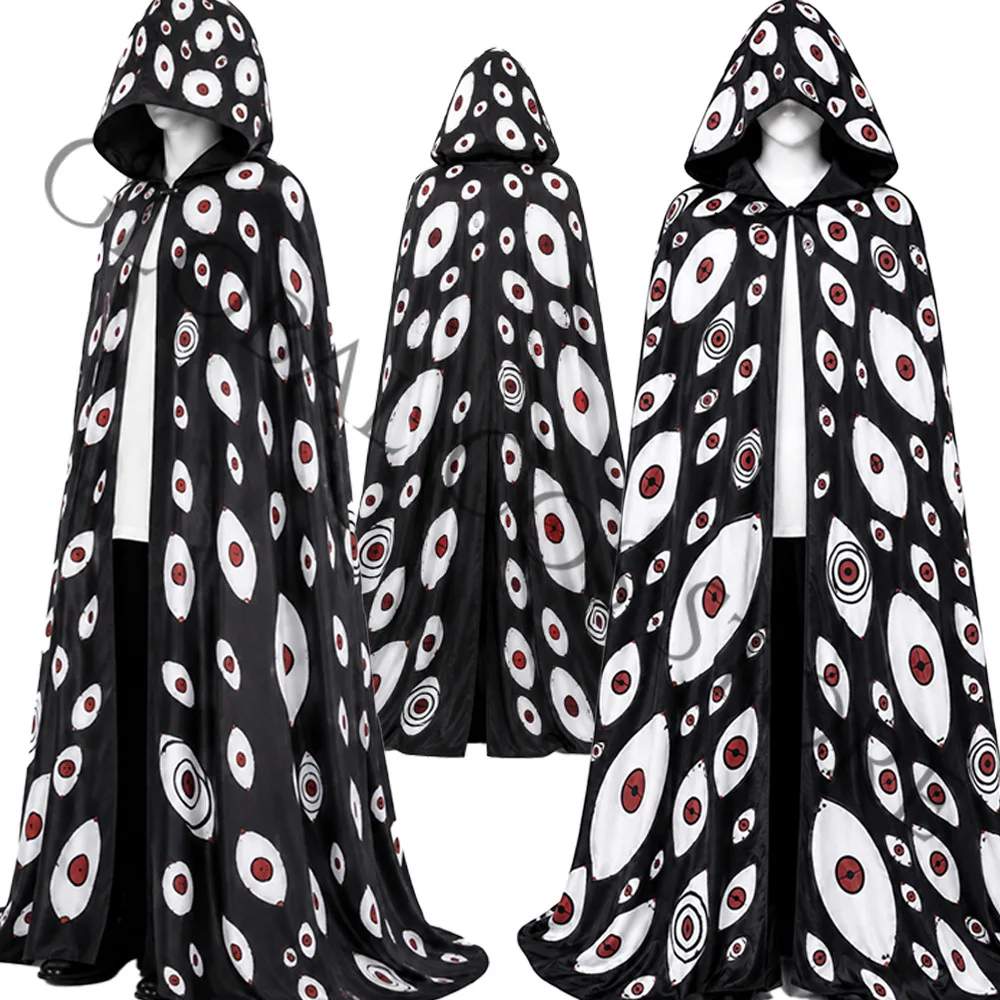 BLEACH Yhwach Cosplay Thousand Year Blood War Costume Black Shawl Cloak Hooded White Eyes Printing Cape for Halloween Party - view 4