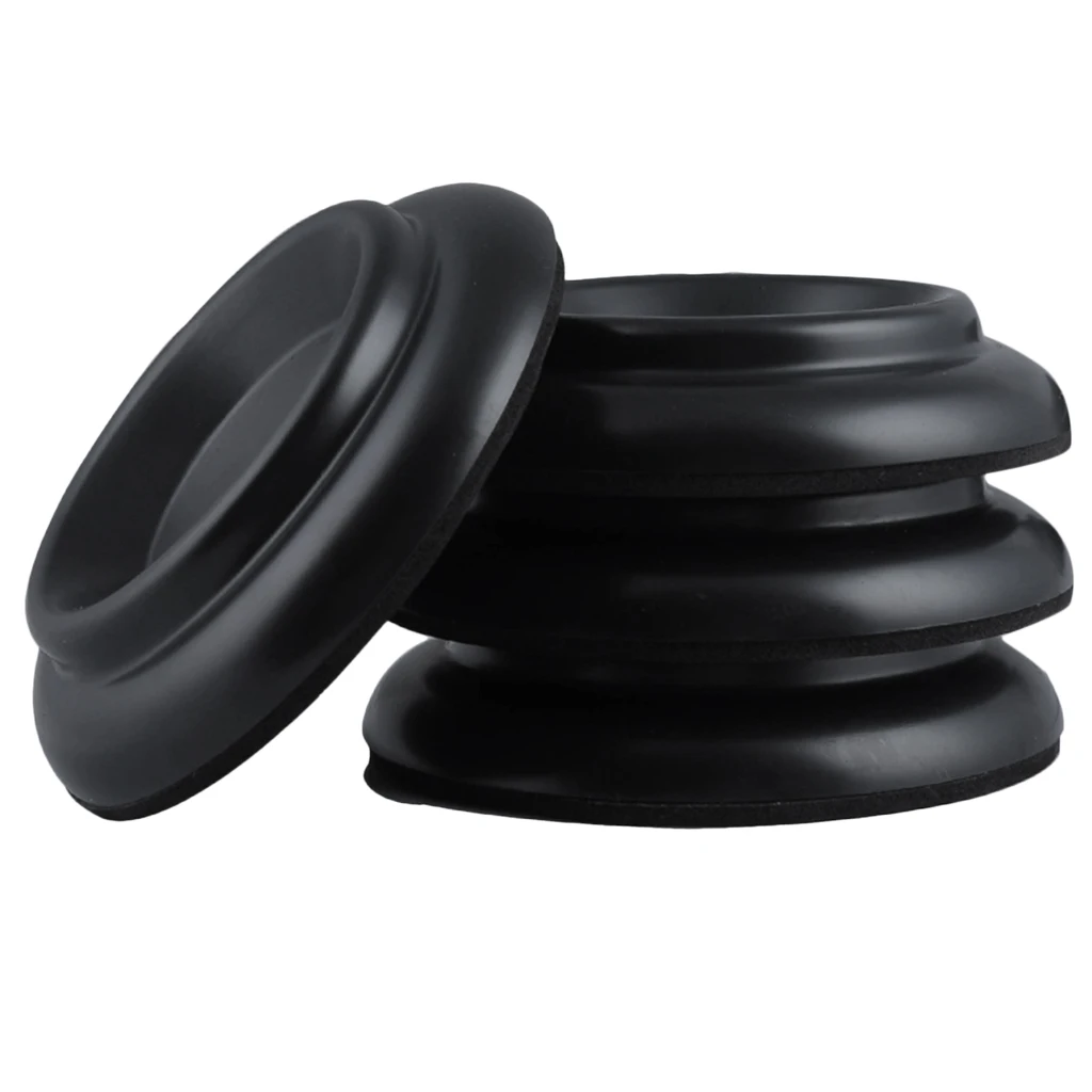 4 Pcs Round Black Plastic Piano Caster Cup Foot Pad for Upright Piano