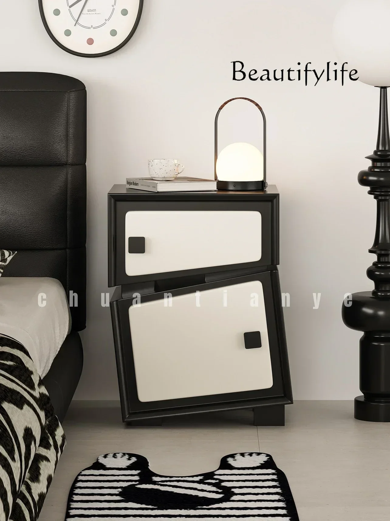 

N French Cream Style Twisted Bedside Table Creative Sofa Side Cabinet Simple Living Room Bedroom Storage Cabinet