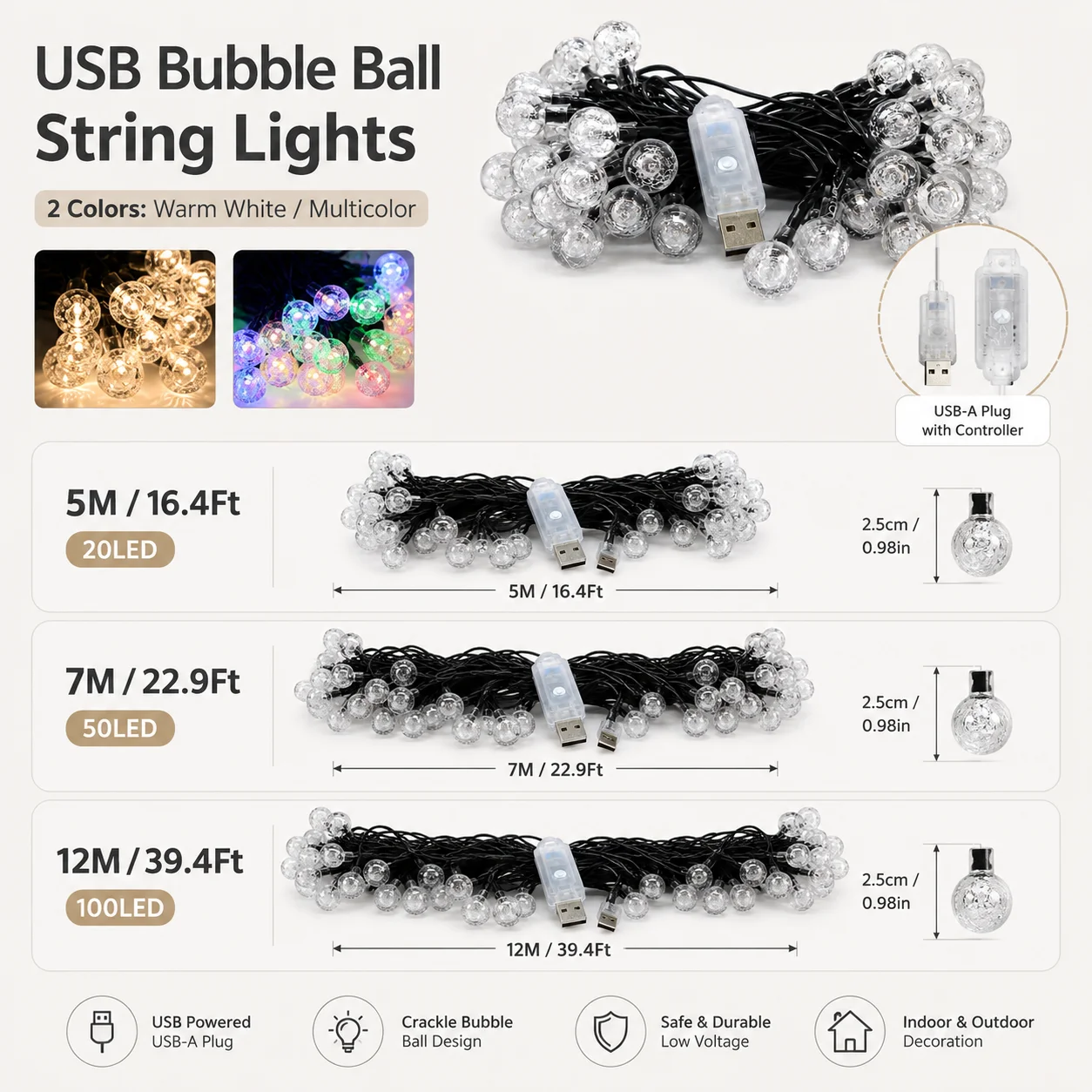 USB Bubble Ball String Lights - Led Fairy String Lights review and price