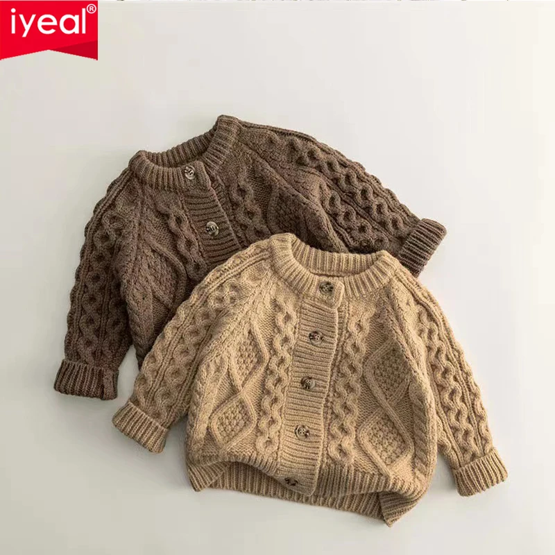 IYEAL 2024 Autumn New Children's Sweater Children's Boys Girl Cotton Knitted Cardigan Boys' Sweater