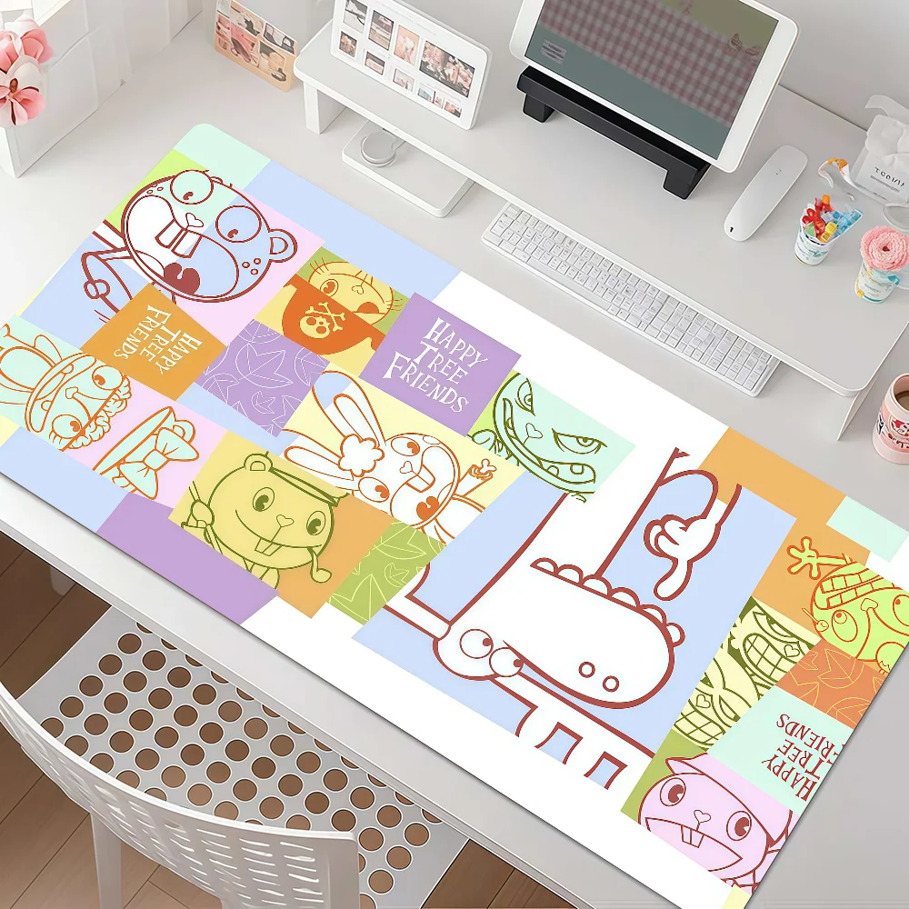 Anime Happy T-tree Friends Mouse Pad Anti Slip Rubber Edge Locked Thickened Laptop Gaming Desk Mat