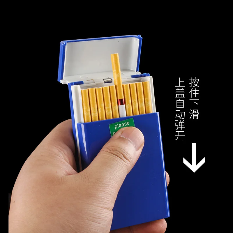 Lengthened thin cigarette case personalized automatic drop-down bomb cover portable moisture-proof and pressure-proof