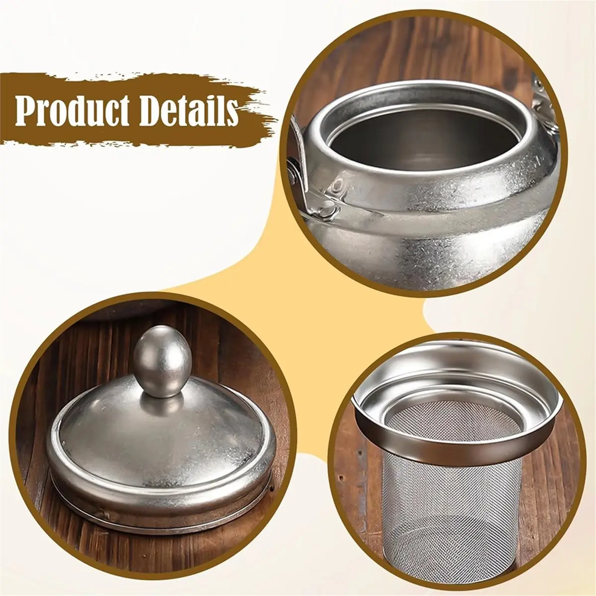DT81 Stainless Steel Teapot with Infuser Strainer, Thickened Water Kettle for Stovetop, Portable