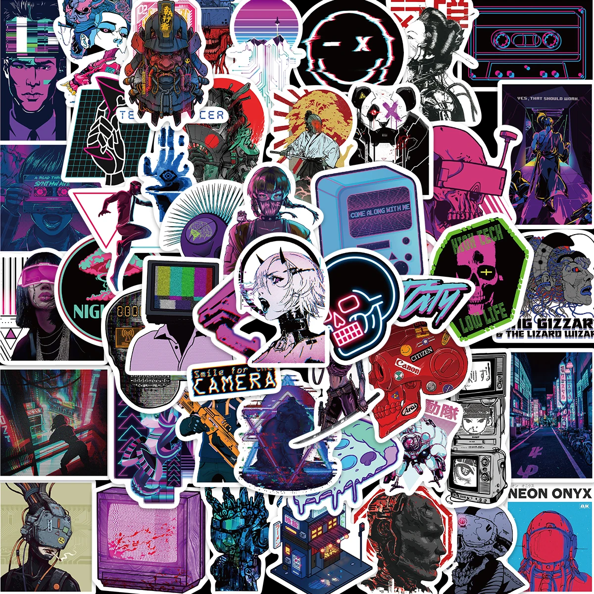 50PCS Harajuku Cyberpunk Y2K Stickers Vintage For  DIY Kids Notebook Luggage Motorcycle Laptop Refrigerator Decal Toys Decor