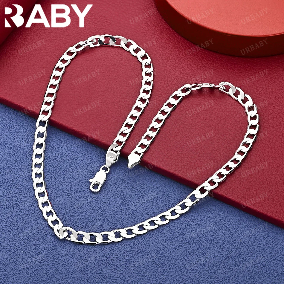 

URBABY 925 Sterling Silver 40-75cm 6mm Chain Necklace For Men Creativity Gifts Street All-match Party And Daily Wear