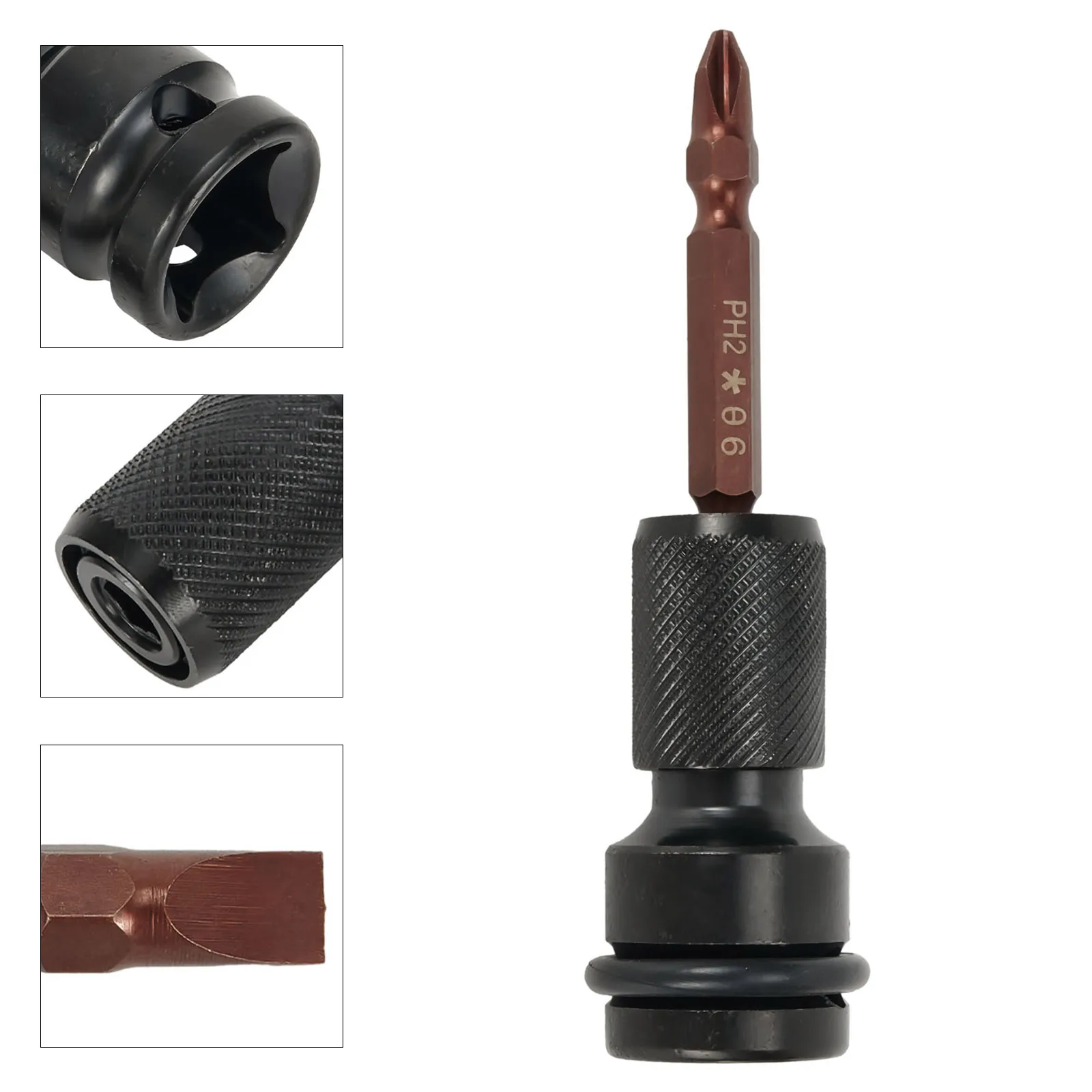 Hex Shank Soquete Converter, adaptador com chave de fenda Bit, Impacto elétrico Driver, Ferramenta Chave, 1,2 Square Drive, 1/4 \