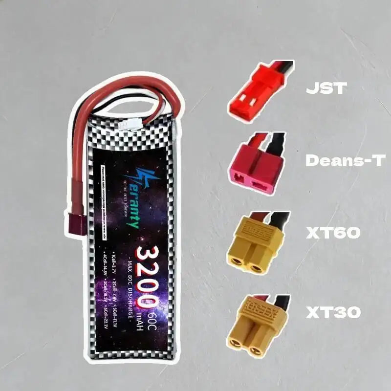 1-2Pcs TERANTY 3200mAh 60C Lipo Battery 2S 7.4V SoftCase Battery RC Lipo Battery with T/XT60 Plug for RC Car Helicopter Airplane