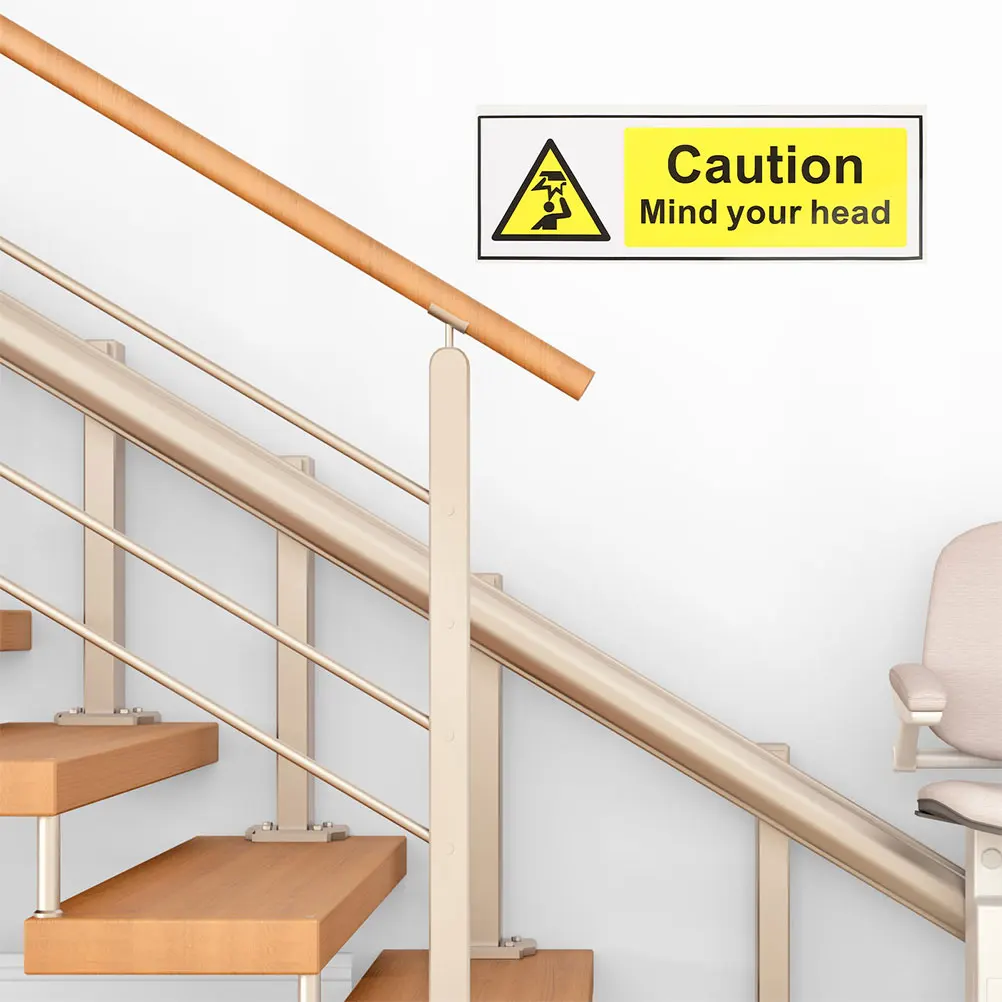 

2 Pcs Signage Safety Reflective Stickers Self Adhesive Warning Plug Low Ceiling Pvc Caution Watch Your Head Signs