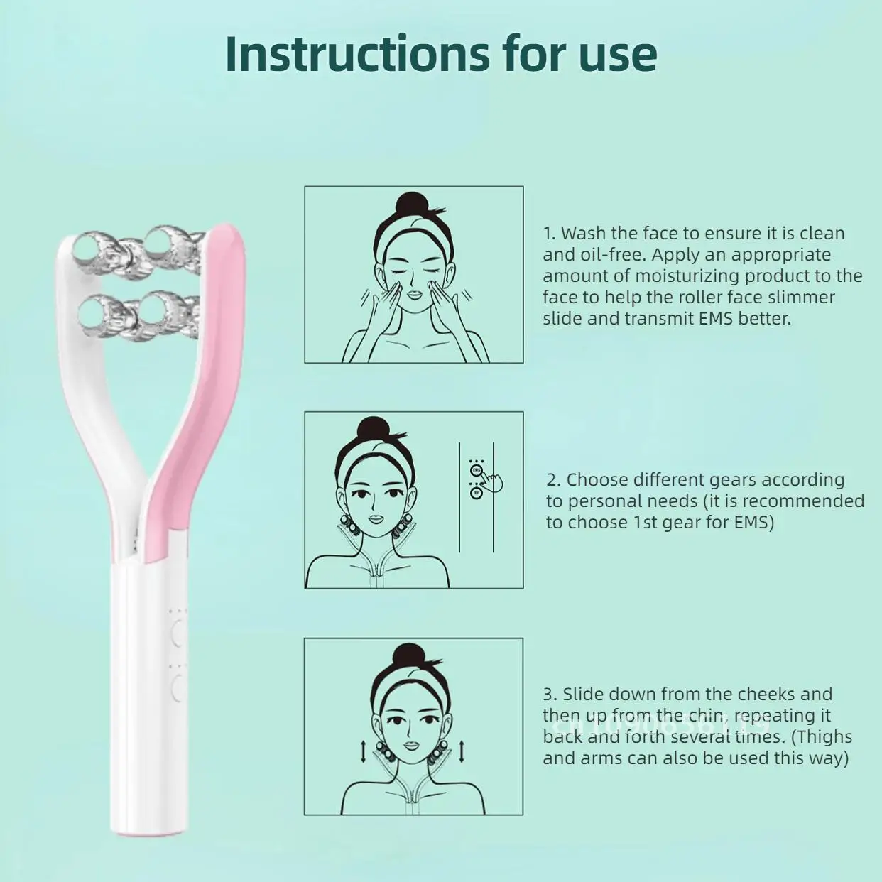 ลูกกลิ้งนวดหน้า Microcurrent Y Shape Face Lifting อุปกรณ์ Double Chin Lift Up Home ใช้เครื่องมือความงาม Skin Care TOOL