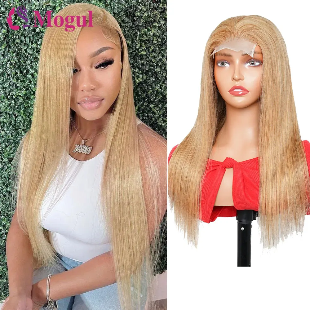 4x4 Transparent Lace Closure Wig Remy Human Hair #27 Ash Blonde #8 Ash Blonde Silky Straight  Long Straight 20-26 inch