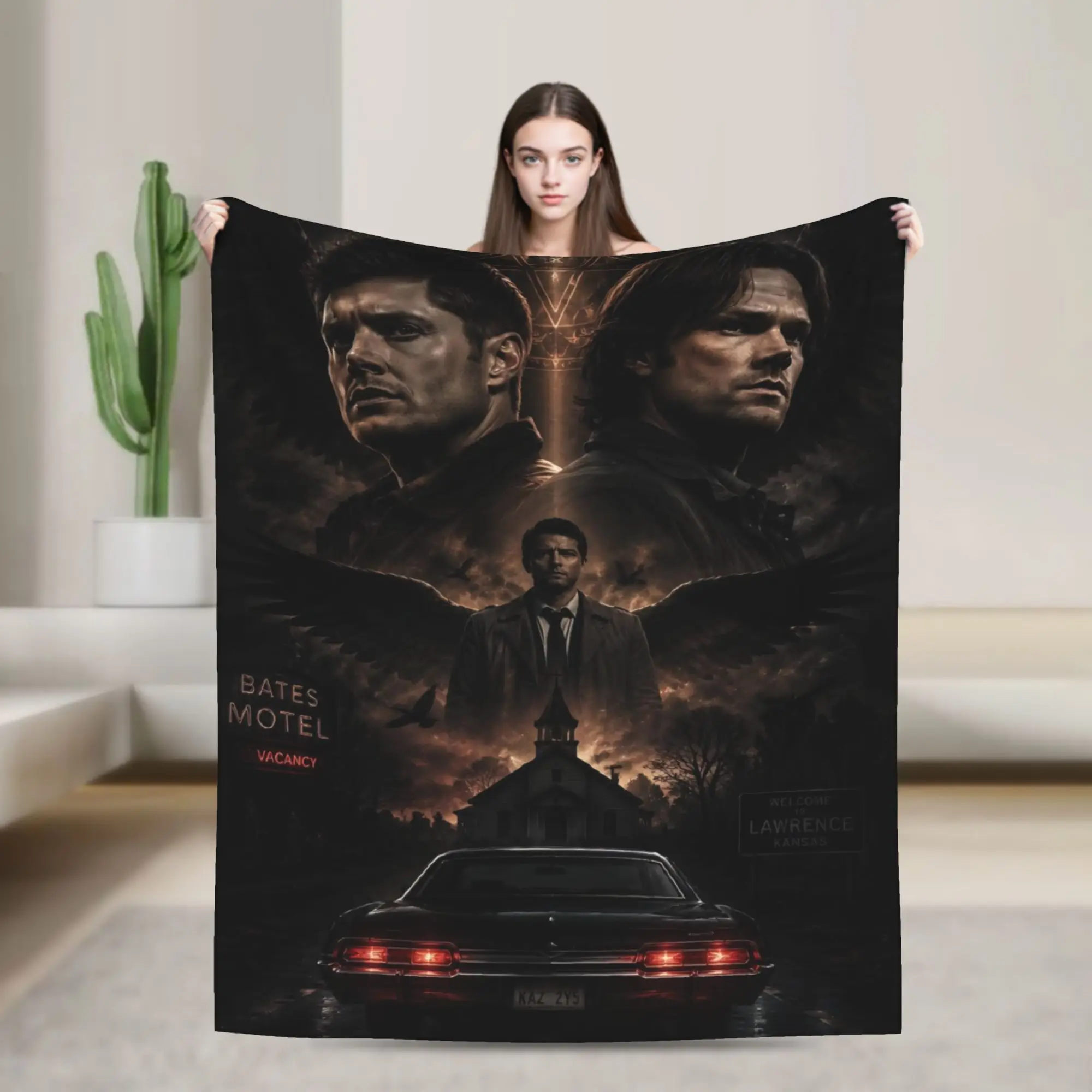 Super Soft TV S-Supernatural Throw Blanket Premium Flannel Fleece Lightweight  Bed Blanket Cozy Fluffy Blankets All Season Use