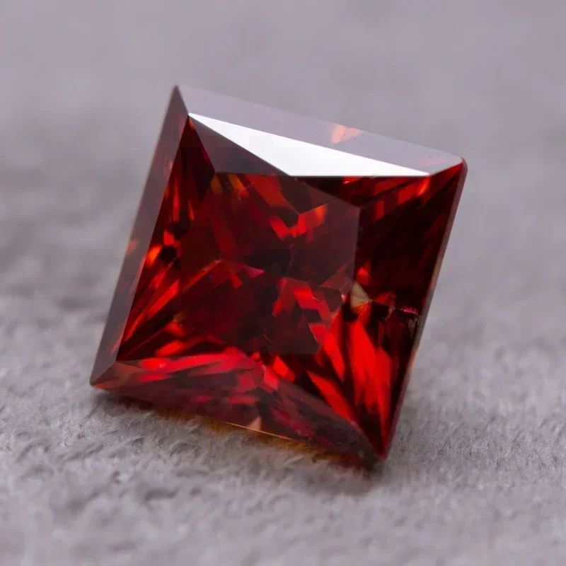 

L-Муассанит Камень Цвет Граната Огранки Принцессы Искусственный Драгоценный Камень DIY Усовершенствованные Ювелирные Изделия Кольца Серьги Изготовление С Сертификатом