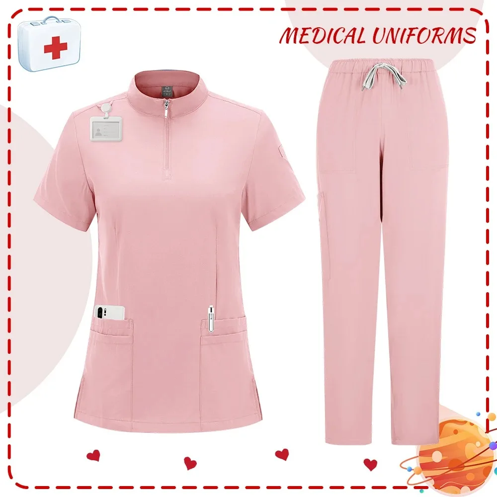 Venta al por mayor de suministros médicos, traje de cirugía Dental para enfermera, ropa de trabajo, uniforme médico para quirófano, conjunto de gomas de trabajo para Hospital
