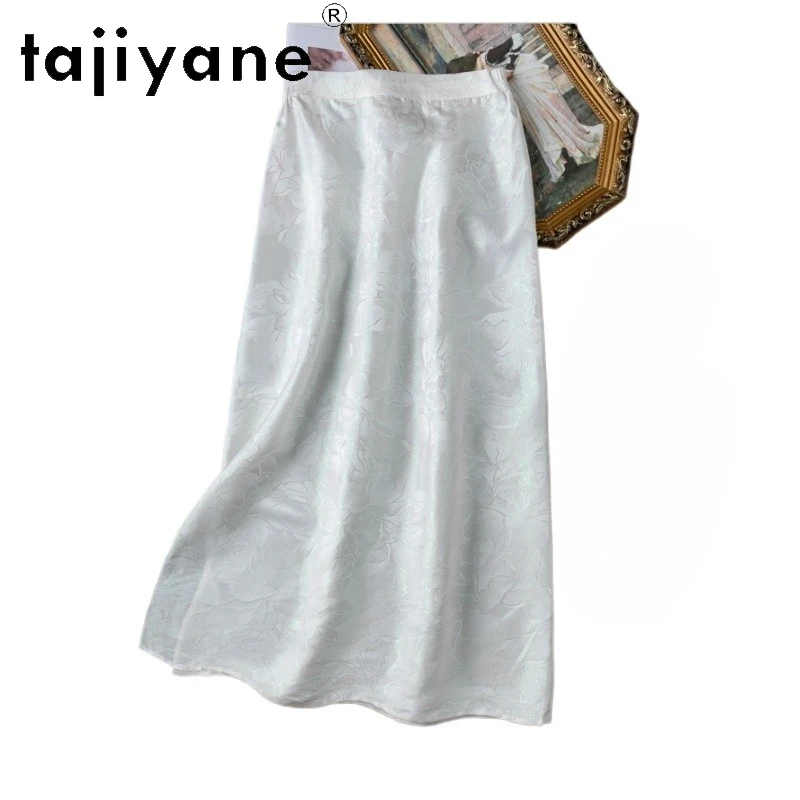 

TAJIYANE Юбка из 100% тутового шелка, элегантные белые длинные юбки, летняя юбка с эластичной резинкой на талии, женская одежда, 2021, Faldas Para Mujeres