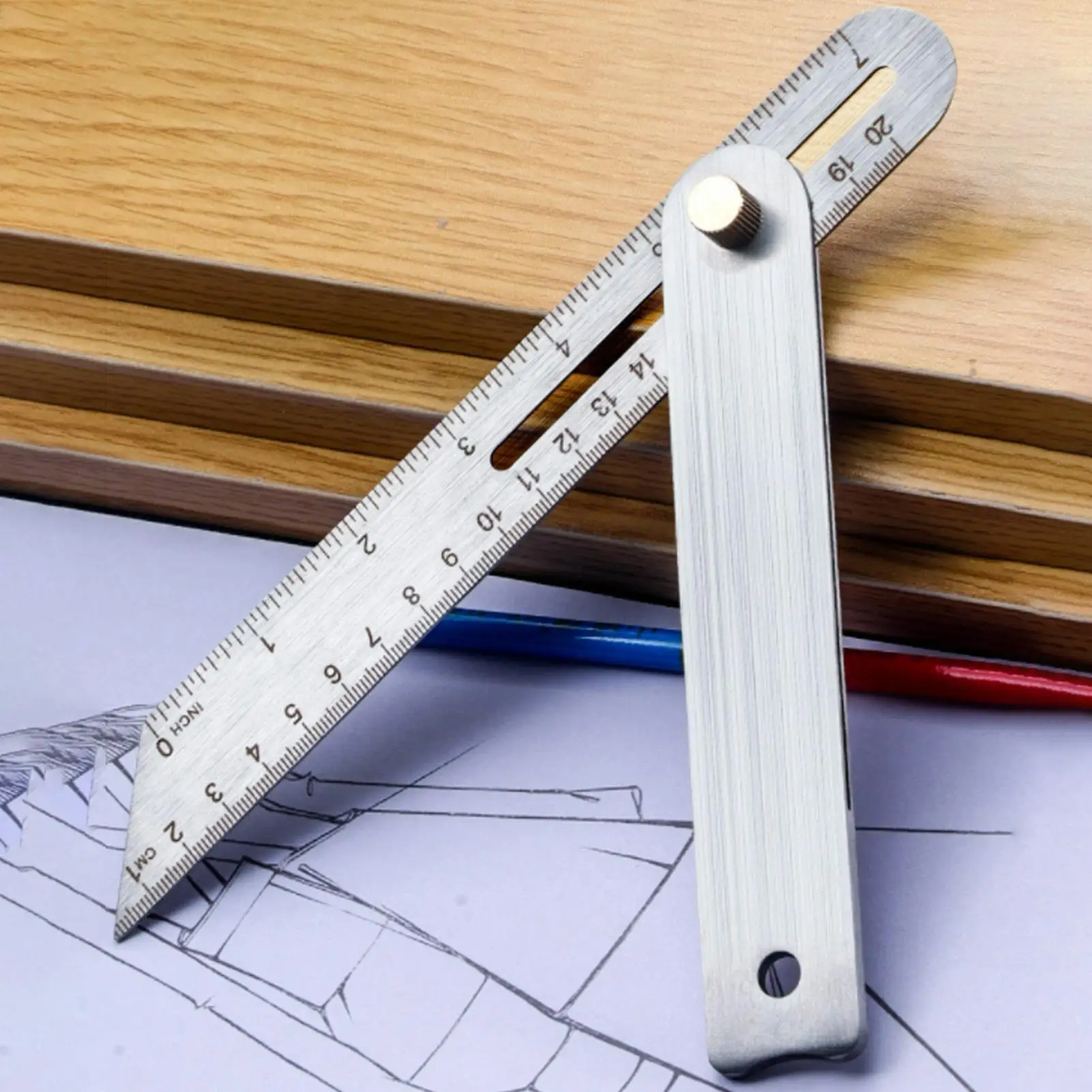 Adjustable bevel gauge, T-shaped bevel gauge, stainless steel, adjustable angle, hardware measuring tool for Woodworking